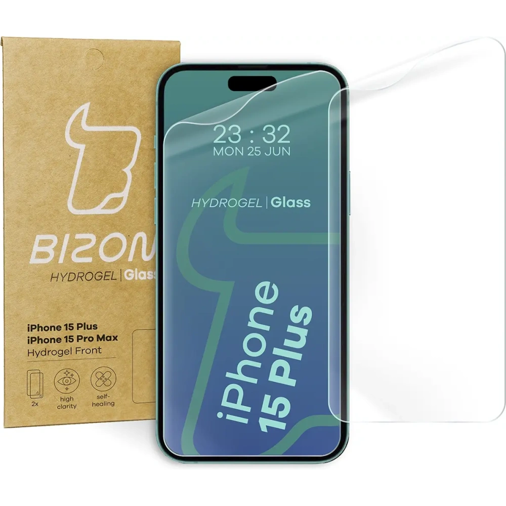 Hurtownia GSM - Bizon Glass Hydrogel Elülső Apple iPhone 15 Plus / 15 Pro Max [2 Csomag] - BIZ3270 - {ean13} - Hurt