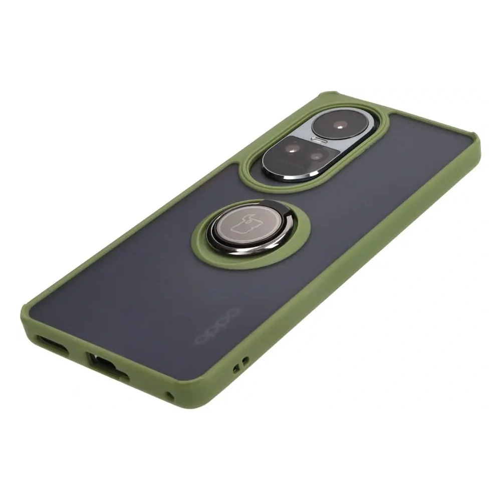 Hurtownia GSM - Etui z uchwytem na palec Bizon Case Hybrid Ring do Oppo Reno10 / 10 Pro przydymione z zieloną ramką - BIZ3287 - {ean13} - Hurt