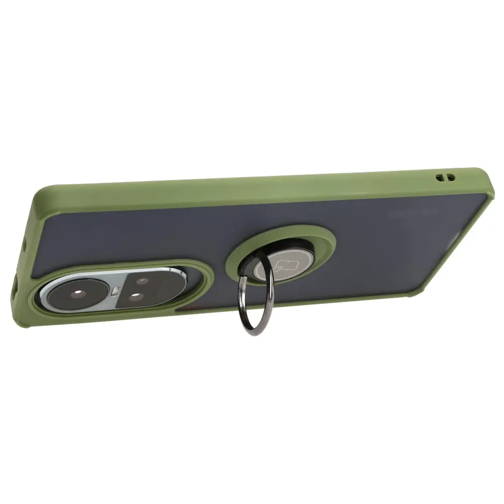 Hurtownia GSM - Etui z uchwytem na palec Bizon Case Hybrid Ring do Oppo Reno10 / 10 Pro przydymione z zieloną ramką - BIZ3287 - {ean13} - Hurt