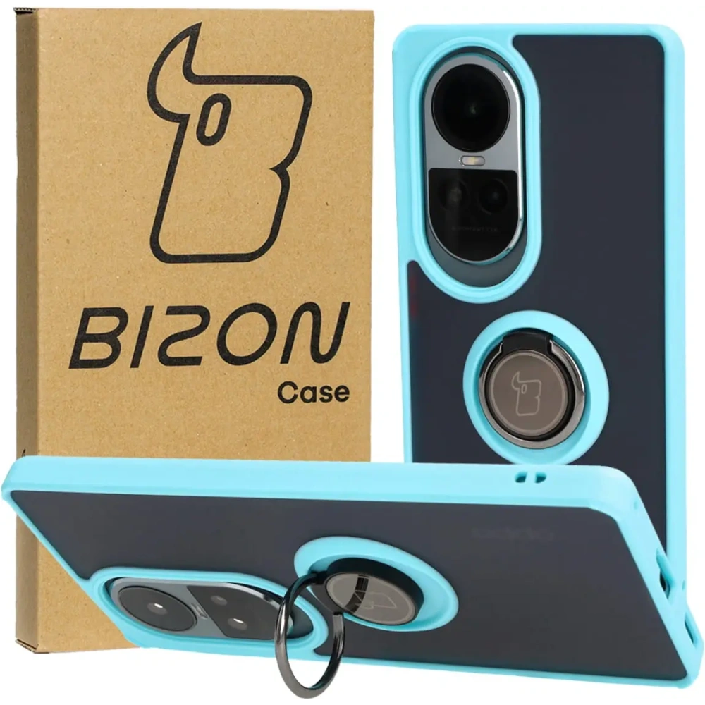 Wholesale Bizon Case Hybrid Ring Oppo Reno10 / 10 Pro smoky with a light blue frame - BIZ3288 - {ean13} - Hurt