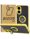 Etui s držákem na prst Bizon Case Hybrid Ring pro Oppo A78 4G kouřové s žlutým rámem