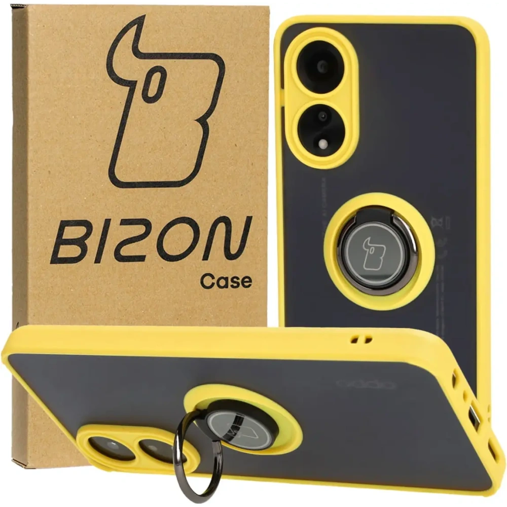 Wholesale Bizon Case Hybrid Ring Oppo A78 4G smoky with a yellow frame - BIZ3295 - {ean13} - Hurt