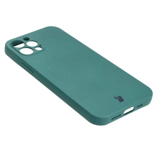 Etui silikonowe z pierścieniem magnetycznym Bizon Case Silicone Magnetic do Apple iPhone 12 Pro ciemnozielone