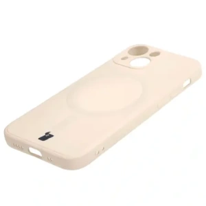 Etui Bizon Case Silicone MagSafe Sq do Apple iPhone 13 Mini beżowe