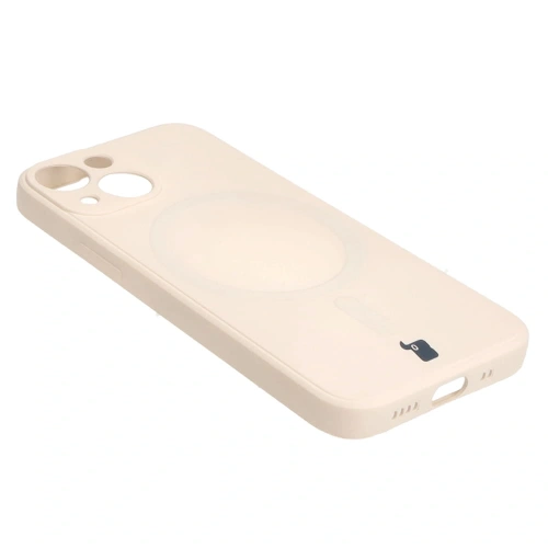 Etui Bizon Case Silicone MagSafe Sq do Apple iPhone 13 Mini beżowe