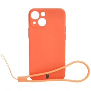Etui Bizon Case Silicone MagSafe Sq do Apple iPhone 13 Mini marchewkowe