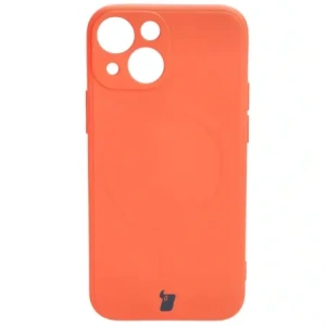 Etui Bizon Case Silicone MagSafe Sq do Apple iPhone 13 Mini marchewkowe