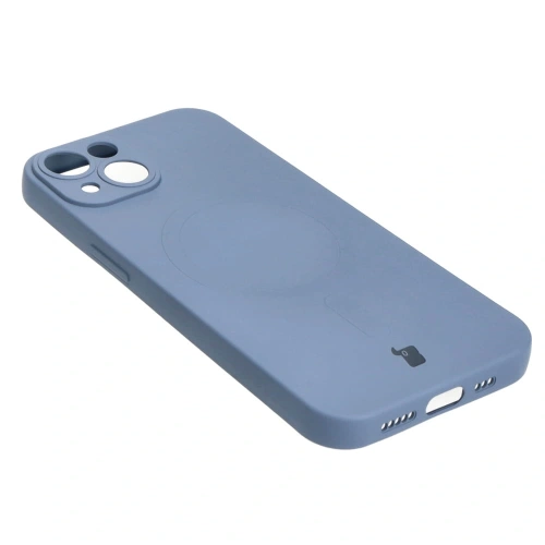 Etui silikonowe z pierścieniem magnetycznym Bizon Case Silicone Magnetic do Apple iPhone 14 szare
