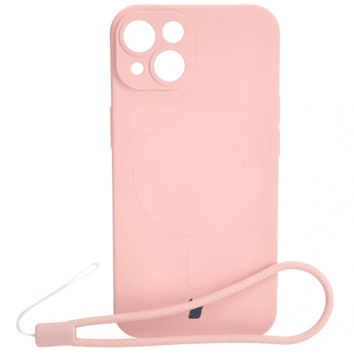 Etui silikonowe z pierścieniem magnetycznym Bizon Case Silicone Magnetic do Apple iPhone 14 jasnoróżowe