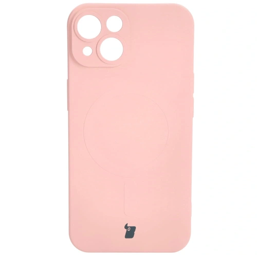 Etui silikonowe z pierścieniem magnetycznym Bizon Case Silicone Magnetic do Apple iPhone 14 jasnoróżowe