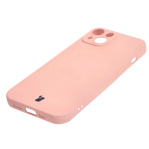 Etui silikonowe z pierścieniem magnetycznym Bizon Case Silicone Magnetic do Apple iPhone 14 jasnoróżowe