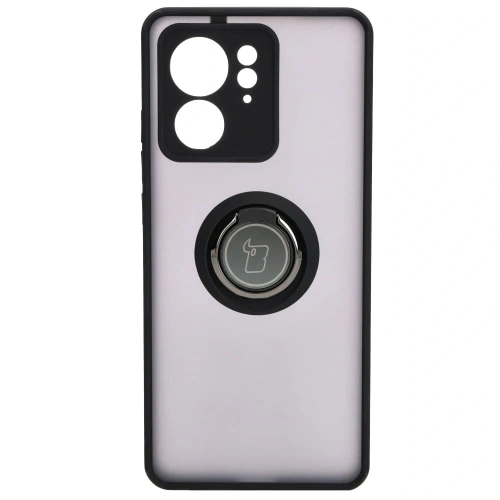 Etui z uchwytem na palec Bizon Case Hybrid Ring do Motorola Edge 40 przydymione z czarną ramką