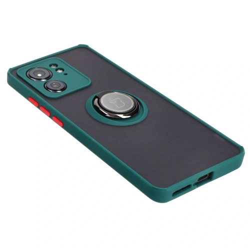Etui z uchwytem na palec Bizon Case Hybrid Ring do Motorola Edge 40 przydymione z ciemnozieloną ramką