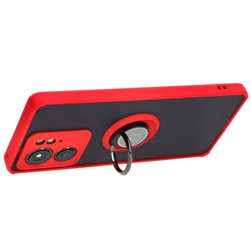 Etui z uchwytem na palec Bizon Case Hybrid Ring do Motorola Edge 40 przydymione z czerwoną ramką