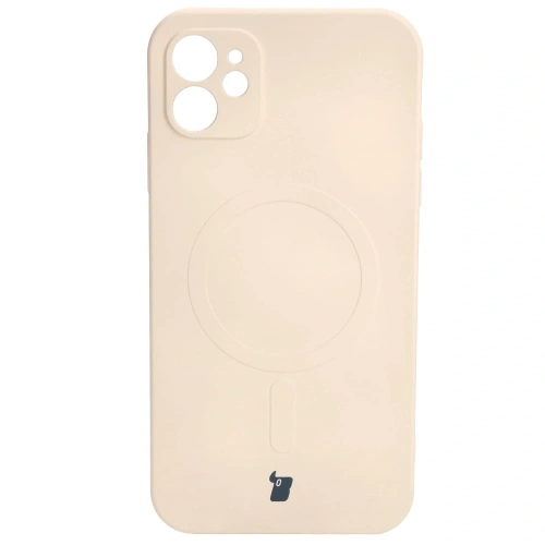 Etui silikonowe z pierścieniem magnetycznym Bizon Case Silicone Magnetic do Apple iPhone 11 beżowe