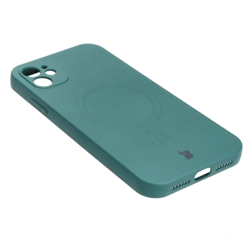 Etui silikonowe z pierścieniem magnetycznym Bizon Case Silicone Magnetic do Apple iPhone 11 ciemnozielone