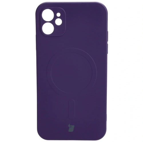 Etui silikonowe z pierścieniem magnetycznym Bizon Case Silicone Magnetic do Apple iPhone 11 śliwkowe