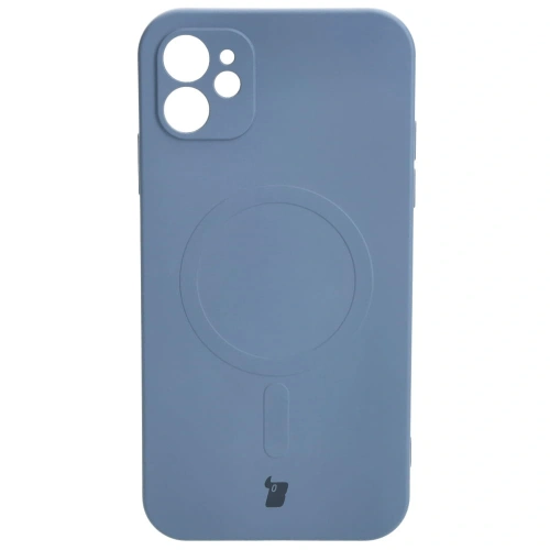 Etui silikonowe z pierścieniem magnetycznym Bizon Case Silicone Magnetic do Apple iPhone 11 szare