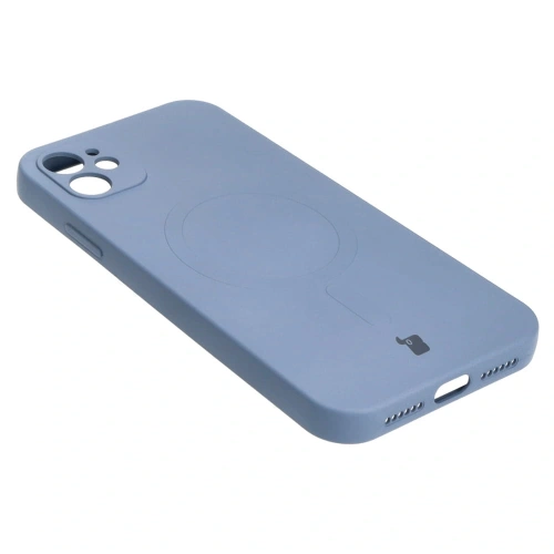 Etui silikonowe z pierścieniem magnetycznym Bizon Case Silicone Magnetic do Apple iPhone 11 szare