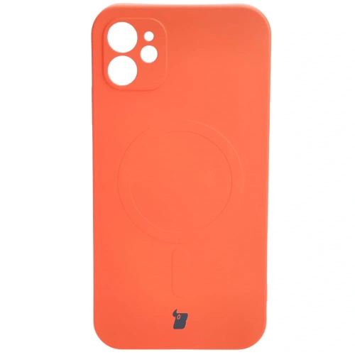 Etui silikonowe z pierścieniem magnetycznym Bizon Case Silicone Magnetic do Apple iPhone 11 marchewkowe