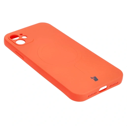 Etui silikonowe z pierścieniem magnetycznym Bizon Case Silicone Magnetic do Apple iPhone 11 marchewkowe