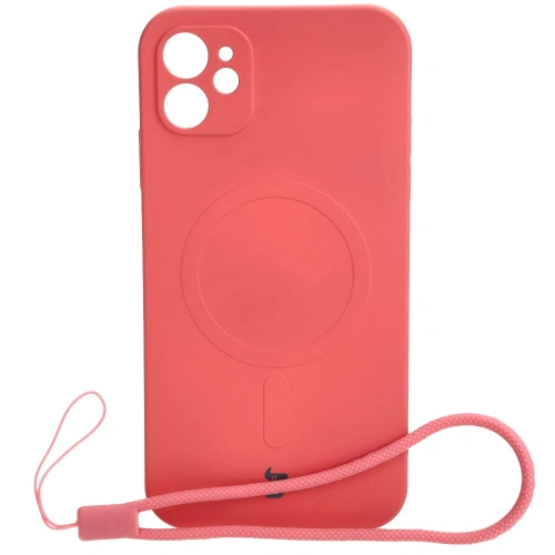 Etui silikonowe z pierścieniem magnetycznym Bizon Case Silicone Magnetic do Apple iPhone 11 brudnoróżowe