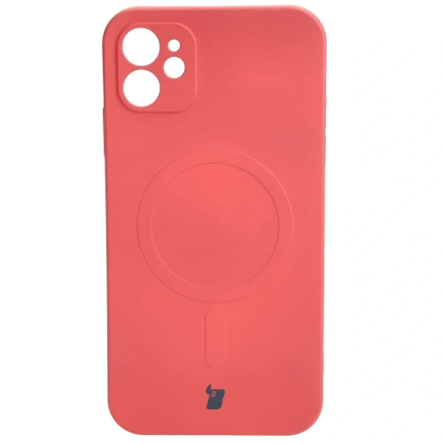 Etui silikonowe z pierścieniem magnetycznym Bizon Case Silicone Magnetic do Apple iPhone 11 brudnoróżowe