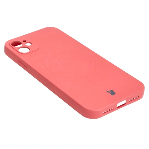 Etui silikonowe z pierścieniem magnetycznym Bizon Case Silicone Magnetic do Apple iPhone 11 brudnoróżowe