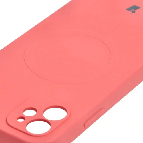 Etui silikonowe z pierścieniem magnetycznym Bizon Case Silicone Magnetic do Apple iPhone 11 brudnoróżowe