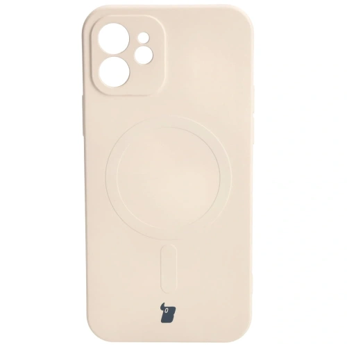 Etui silikonowe z pierścieniem magnetycznym Bizon Case Silicone Magnetic do Apple iPhone 12 beżowe