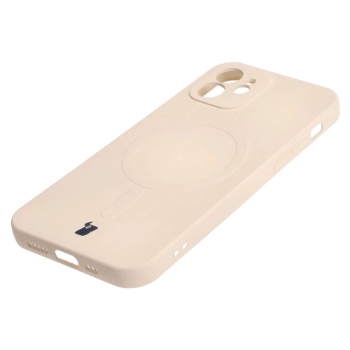 Etui silikonowe z pierścieniem magnetycznym Bizon Case Silicone Magnetic do Apple iPhone 12 beżowe