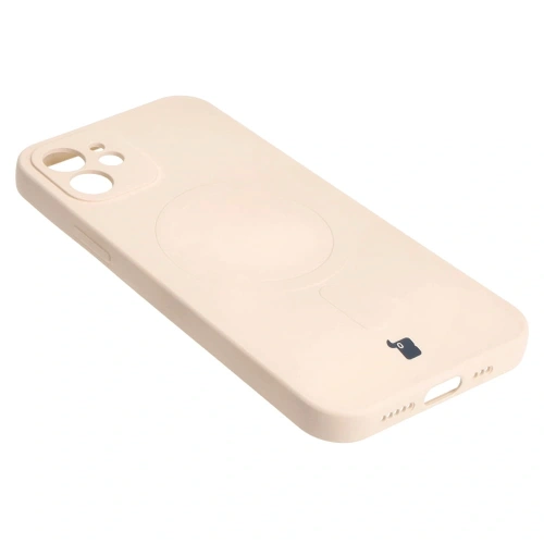 Etui silikonowe z pierścieniem magnetycznym Bizon Case Silicone Magnetic do Apple iPhone 12 beżowe