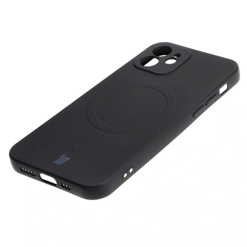 Etui silikonowe z pierścieniem magnetycznym Bizon Case Silicone Magnetic do Apple iPhone 12 czarne
