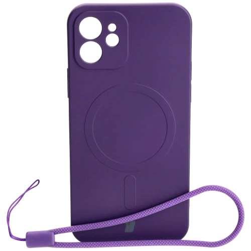 Etui silikonowe z pierścieniem magnetycznym Bizon Case Silicone Magnetic do Apple iPhone 12 śliwkowe