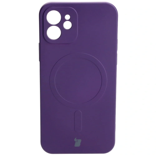 Etui silikonowe z pierścieniem magnetycznym Bizon Case Silicone Magnetic do Apple iPhone 12 śliwkowe
