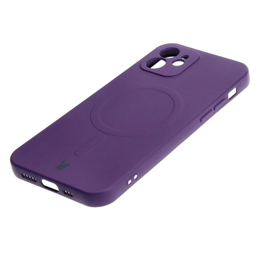 Etui silikonowe z pierścieniem magnetycznym Bizon Case Silicone Magnetic do Apple iPhone 12 śliwkowe