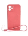 Etui silikonowe z pierścieniem magnetycznym Bizon Case Silicone Magnetic do Apple iPhone 12 brudnoróżowe