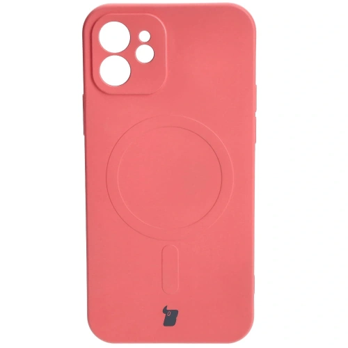 Etui silikonowe z pierścieniem magnetycznym Bizon Case Silicone Magnetic do Apple iPhone 12 brudnoróżowe