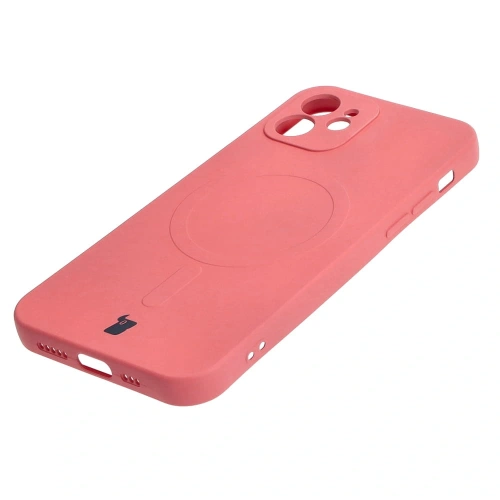 Etui silikonowe z pierścieniem magnetycznym Bizon Case Silicone Magnetic do Apple iPhone 12 brudnoróżowe