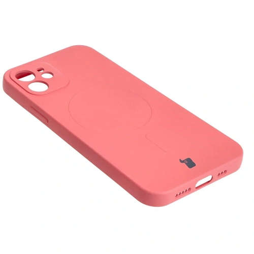 Etui silikonowe z pierścieniem magnetycznym Bizon Case Silicone Magnetic do Apple iPhone 12 brudnoróżowe