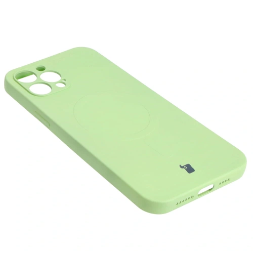 Etui silikonowe z pierścieniem magnetycznym Bizon Case Silicone Magnetic do Apple iPhone 12 Pro Max jasnozielone