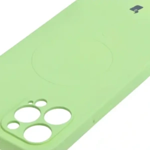 Etui silikonowe z pierścieniem magnetycznym Bizon Case Silicone Magnetic do Apple iPhone 12 Pro Max jasnozielone
