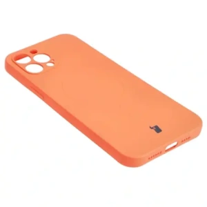 Etui silikonowe z pierścieniem magnetycznym Bizon Case Silicone Magnetic do Apple iPhone 12 Pro Max marchewkowe
