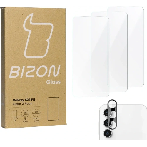 3x Szkło na ekran + szkło na aparat BIZON Clear do Samsung Galaxy S23 FE