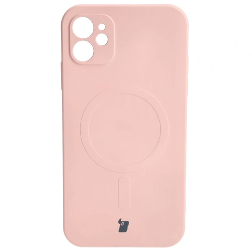 Etui silikonowe z pierścieniem magnetycznym Bizon Case Silicone Magnetic do Apple iPhone 11 jasnoróżowe