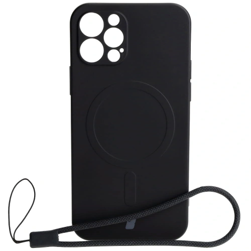 Etui silikonowe z pierścieniem magnetycznym Bizon Case Silicone Magnetic do Apple iPhone 12 Pro czarne