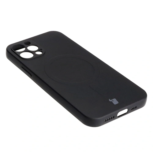 Etui silikonowe z pierścieniem magnetycznym Bizon Case Silicone Magnetic do Apple iPhone 12 Pro czarne