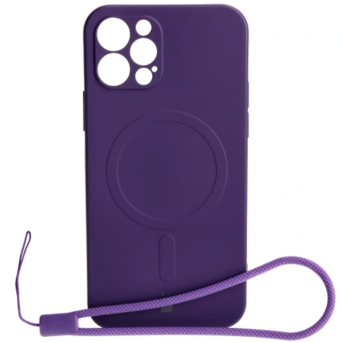 Etui silikonowe z pierścieniem magnetycznym Bizon Case Silicone Magnetic do Apple iPhone 12 Pro śliwkowe