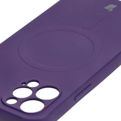 Etui silikonowe z pierścieniem magnetycznym Bizon Case Silicone Magnetic do Apple iPhone 12 Pro śliwkowe