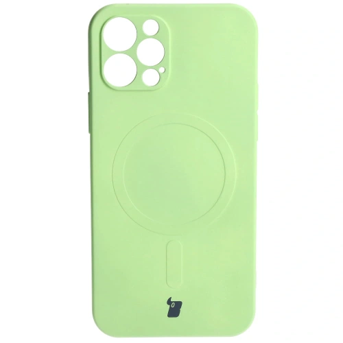 Etui silikonowe z pierścieniem magnetycznym Bizon Case Silicone Magnetic do Apple iPhone 12 Pro jasnozielone